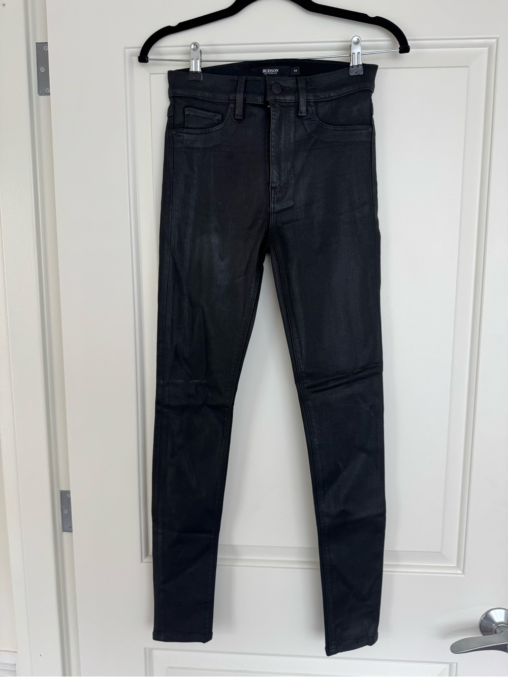 Hudson super skinny Barbara noir coated jeans size 25